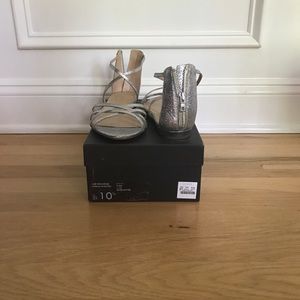 J. Crew 10.5 Cary Mini Wedge Sandle silver glitter